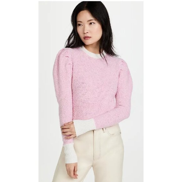 Autumn Cashmere Pink Cashmere Merino Puff Sleeve Crew Sweater Dual tone size S - Picture 6 of 12
